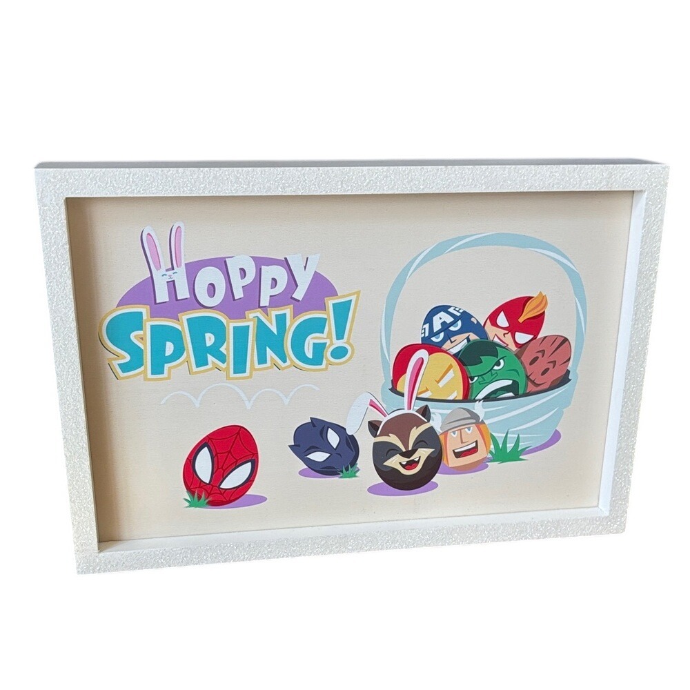 Marvel Super Heroes "Hoppy Spring" Egg Hunt Easter Wall Art Decor 8" Gift NEW